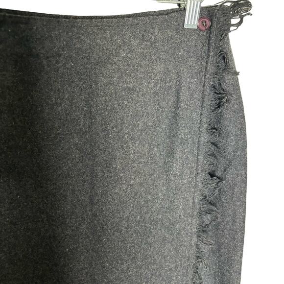 Austin Clothing Company Womens Gray Wool Blend Midi Wrap Skirt Fringe Size Small - Picture 7 of 7